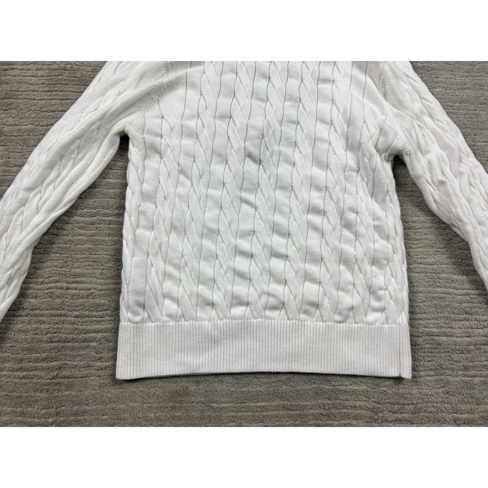 Minnie Rose Sweater Womens Medium White Long Sleeve Knit‎ V-Neck Preppy Y2K - Picture 9 of 13